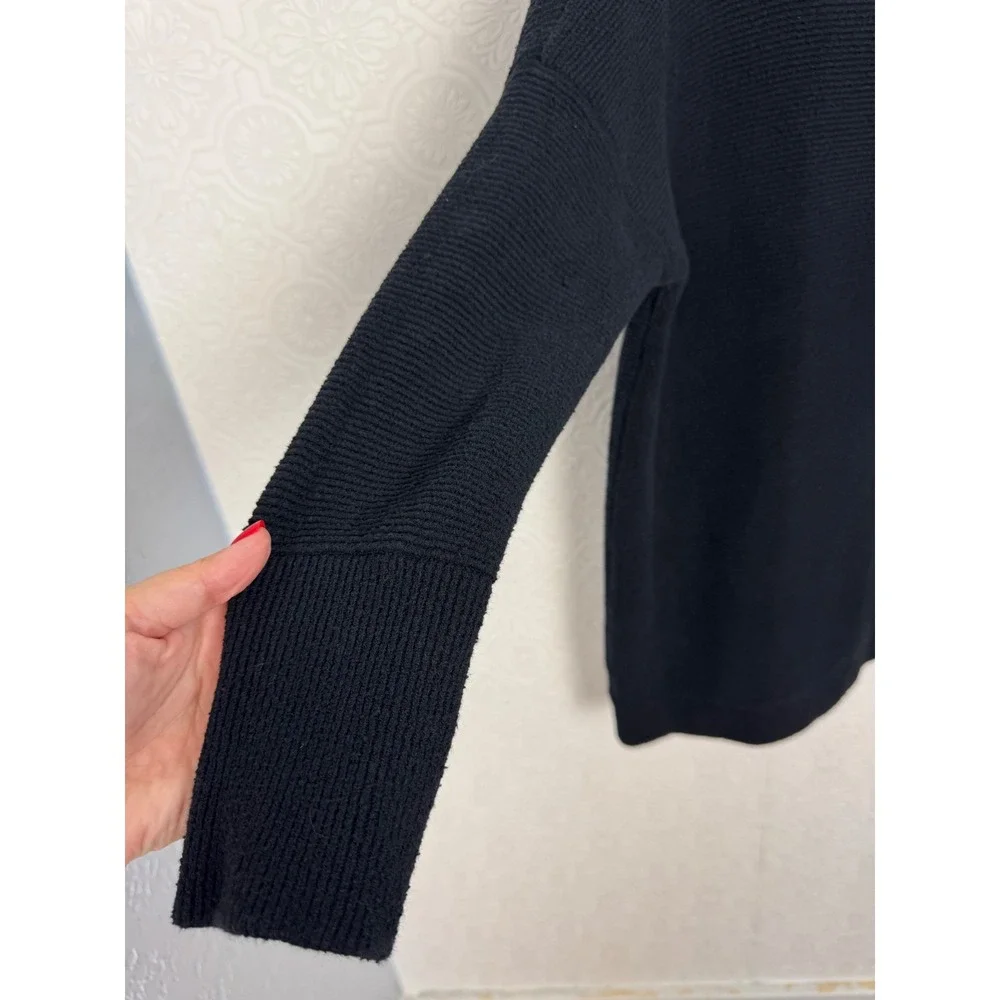 Free People Ottoman Ribbed Tunic Sweater Black Mock Neck OB432957 Womens Medium